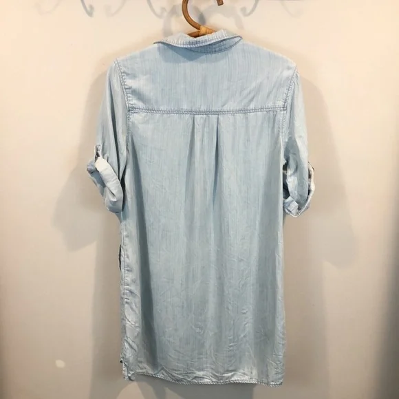 Anthropologie Cloth & Stone Light Wash Chambray Striped Tunic Dress Size M - Picture 5 of 8